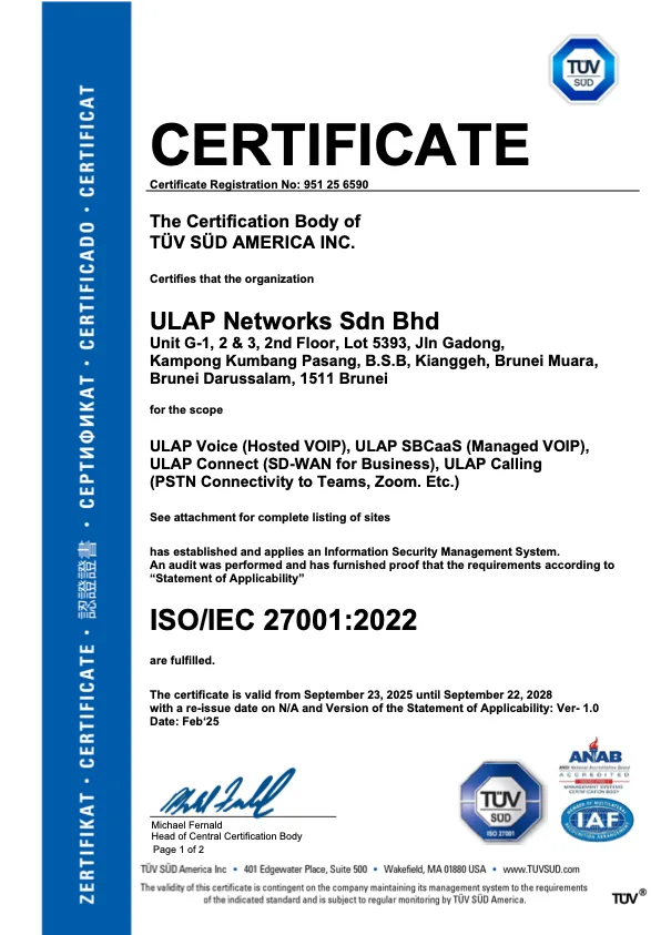 ISO 27001 Certificate